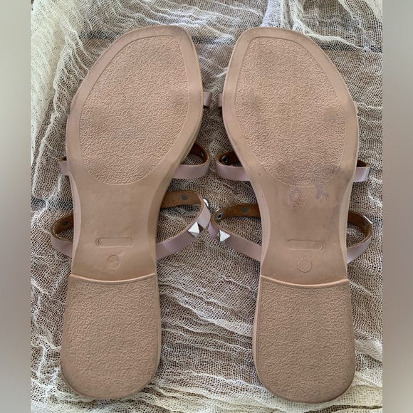 Mila Paoli Made in Italy Pale Pink Studded Sandals Size 7 1/2 Slip On Flats - Picture 4 of 4